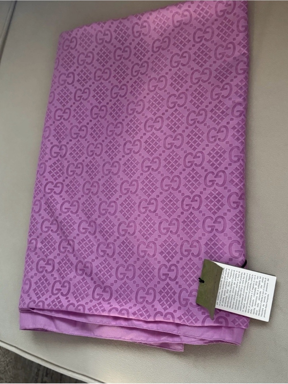 Gucci Lilac GG Monogram Silk Scarf/ Pareo